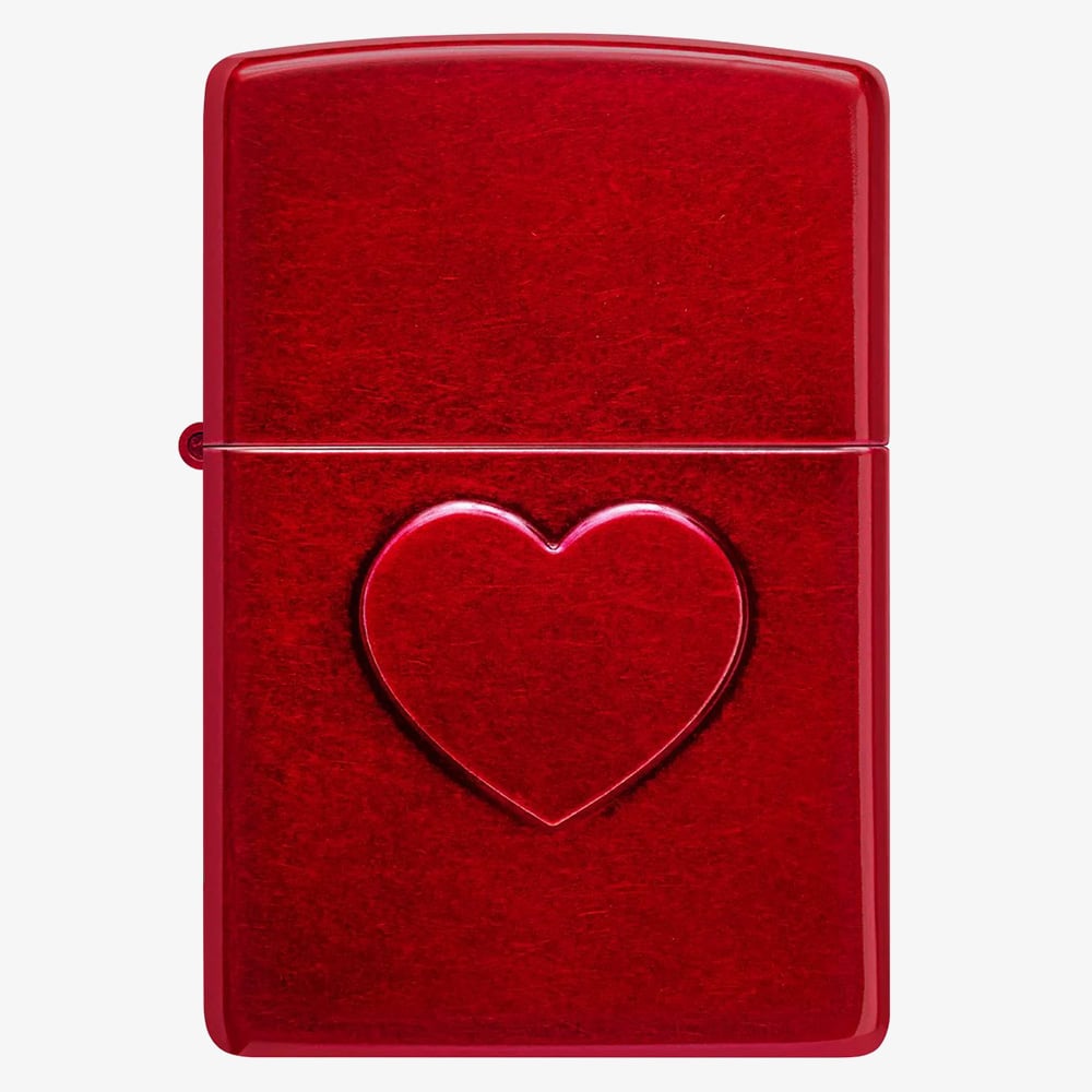 Zippo Red Stamped Heart Design Lighter 46588