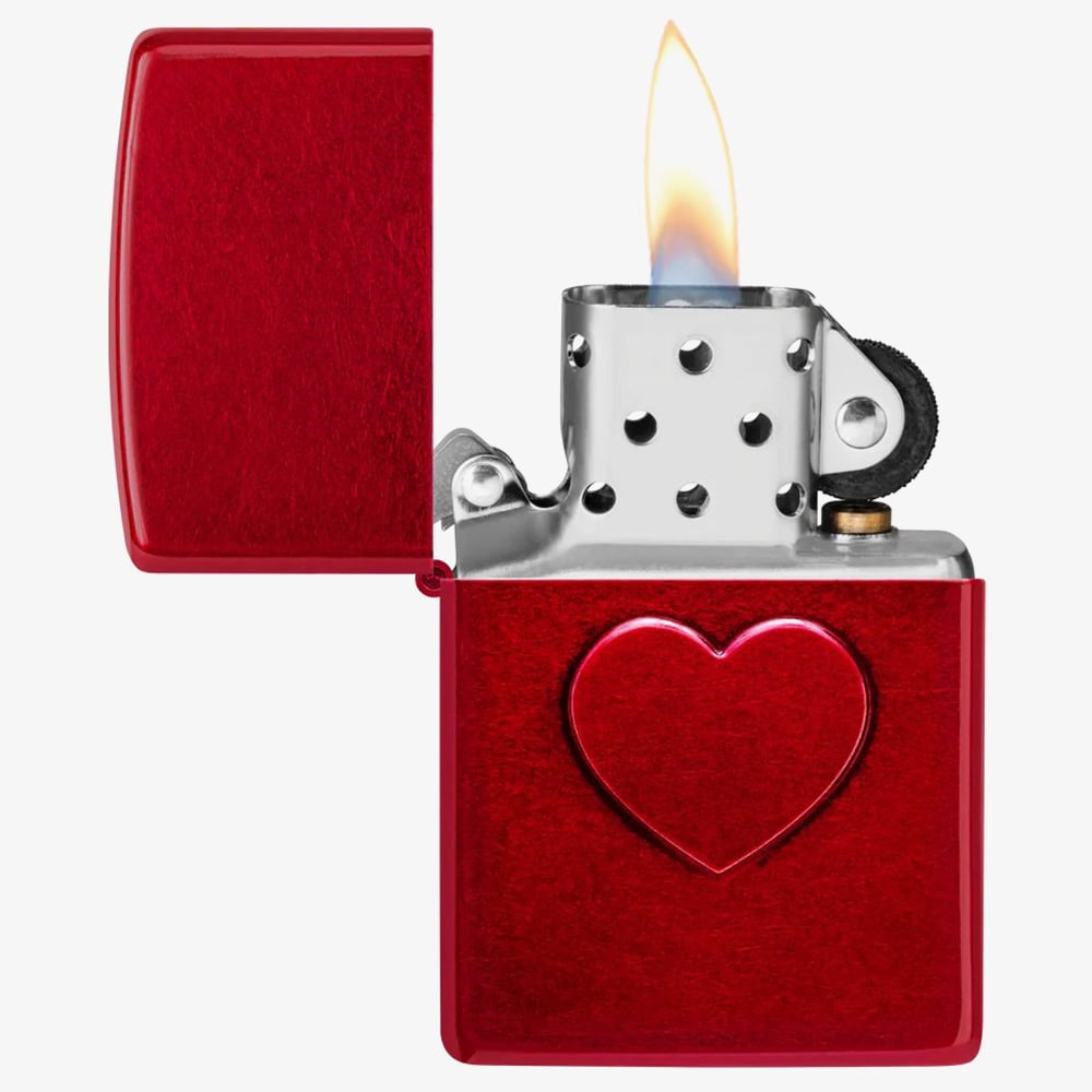Zippo Red Stamped Heart Design Lighter 46588