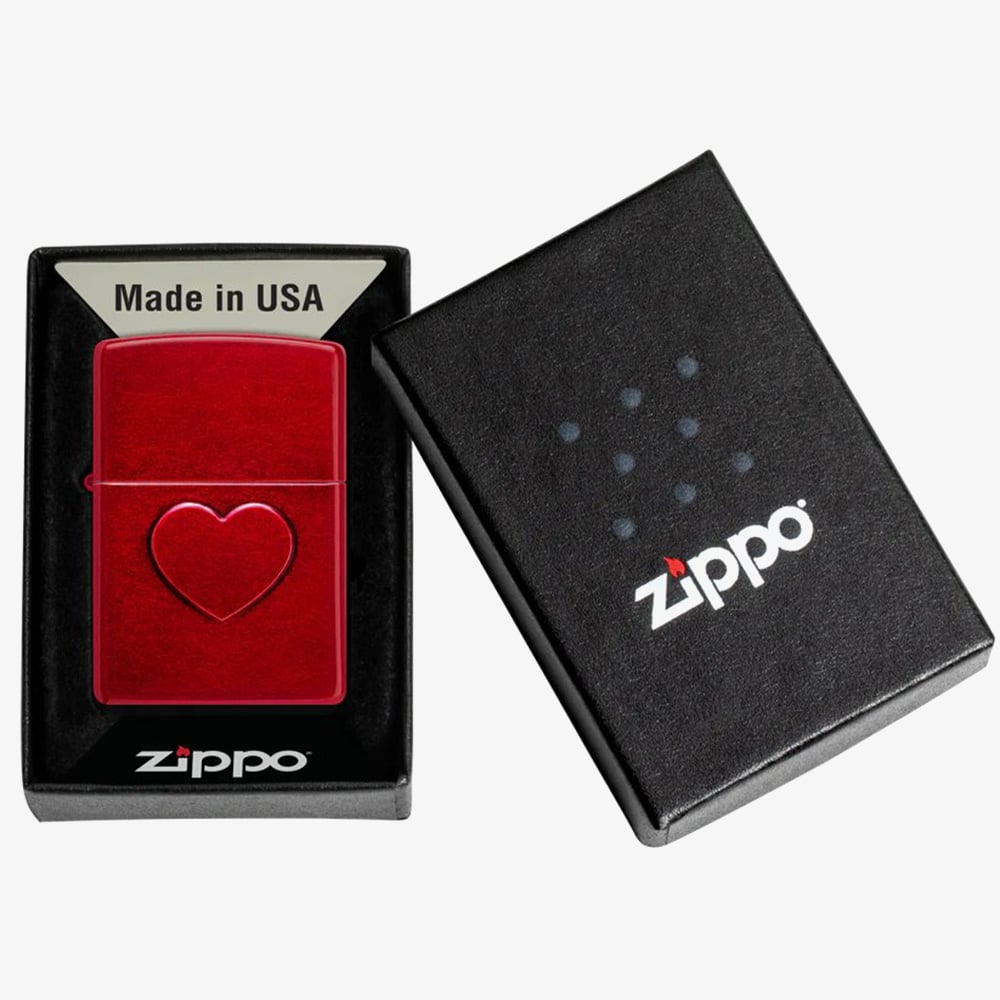 Zippo Red Stamped Heart Design Lighter 46588