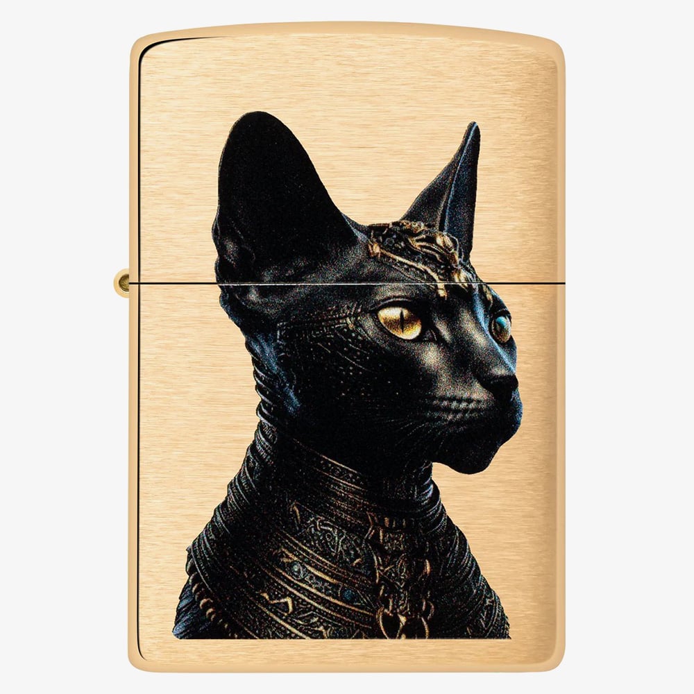 Zippo Brushed Brass Egyptian Cat Design Lighter 46616