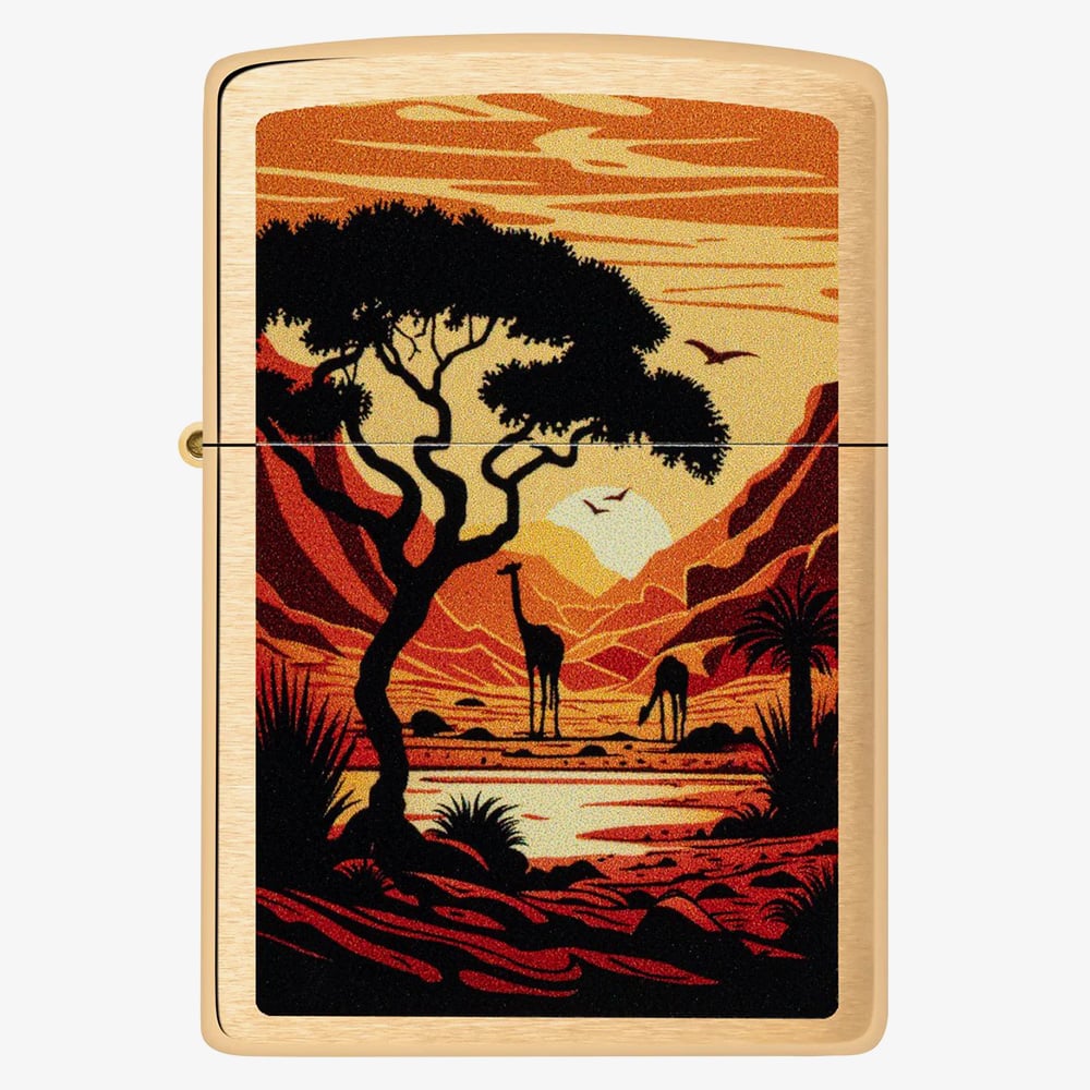 Zippo Brushed Brass Giraffe Design Lighter 46658