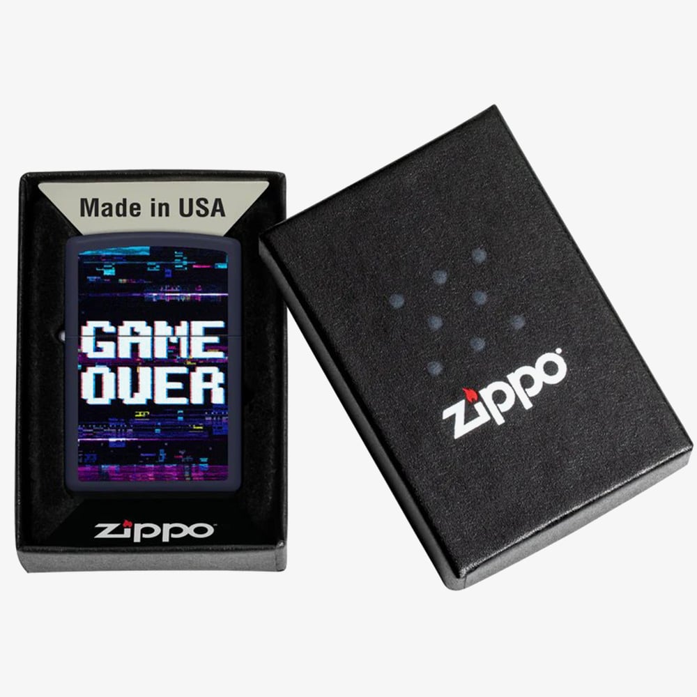 Zippo Matte Navy Game Over Design Lighter 46663