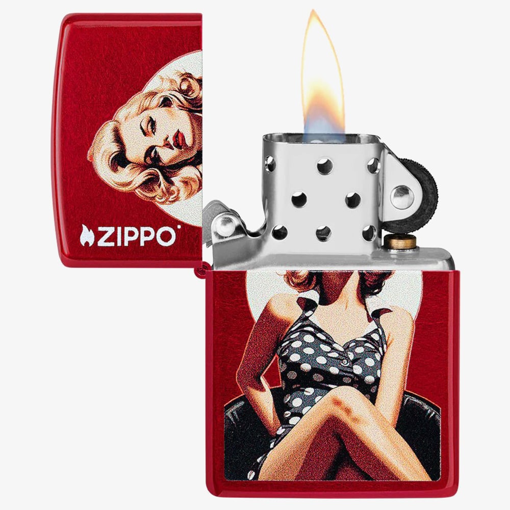 Zippo Red Vintage Pinup Design Lighter 46331