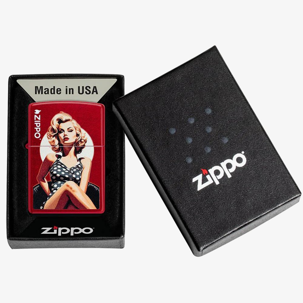 Zippo Red Vintage Pinup Design Lighter 46331