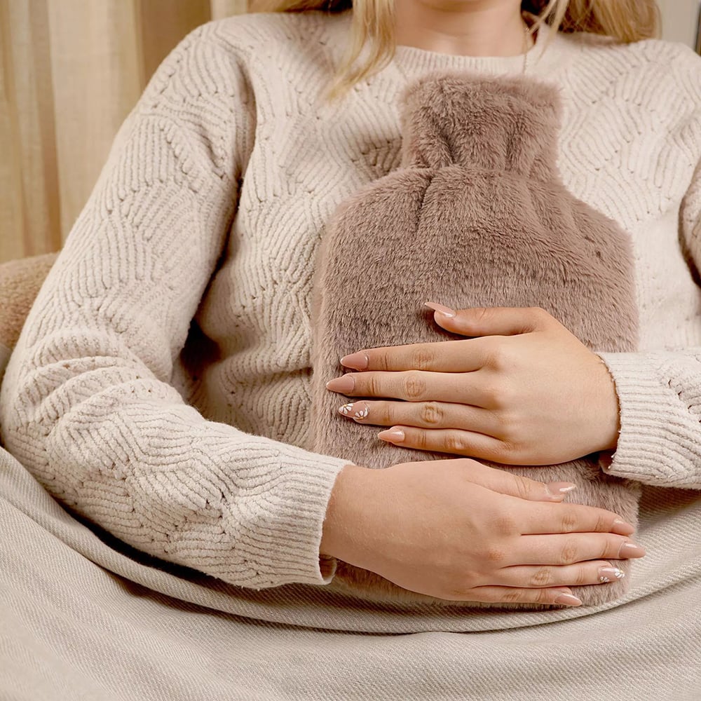 Sophia Faux Fur Taupe 1.7L Hot Water Bottle SP3660