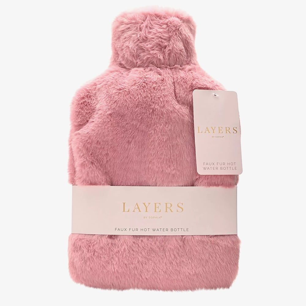 Sophia Faux Fur Pink 1.7L Muff Hot Water Bottle SP3659