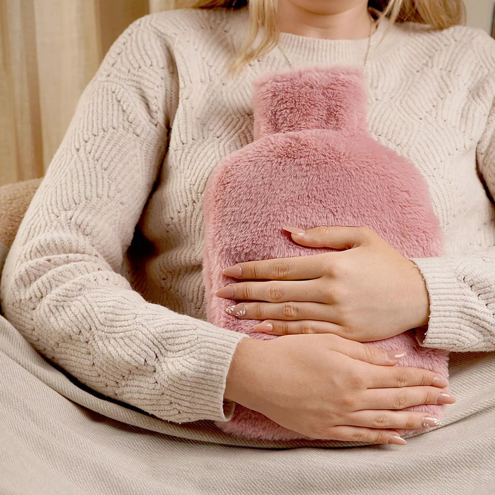 Sophia Faux Fur Pink 1.7L Muff Hot Water Bottle SP3659