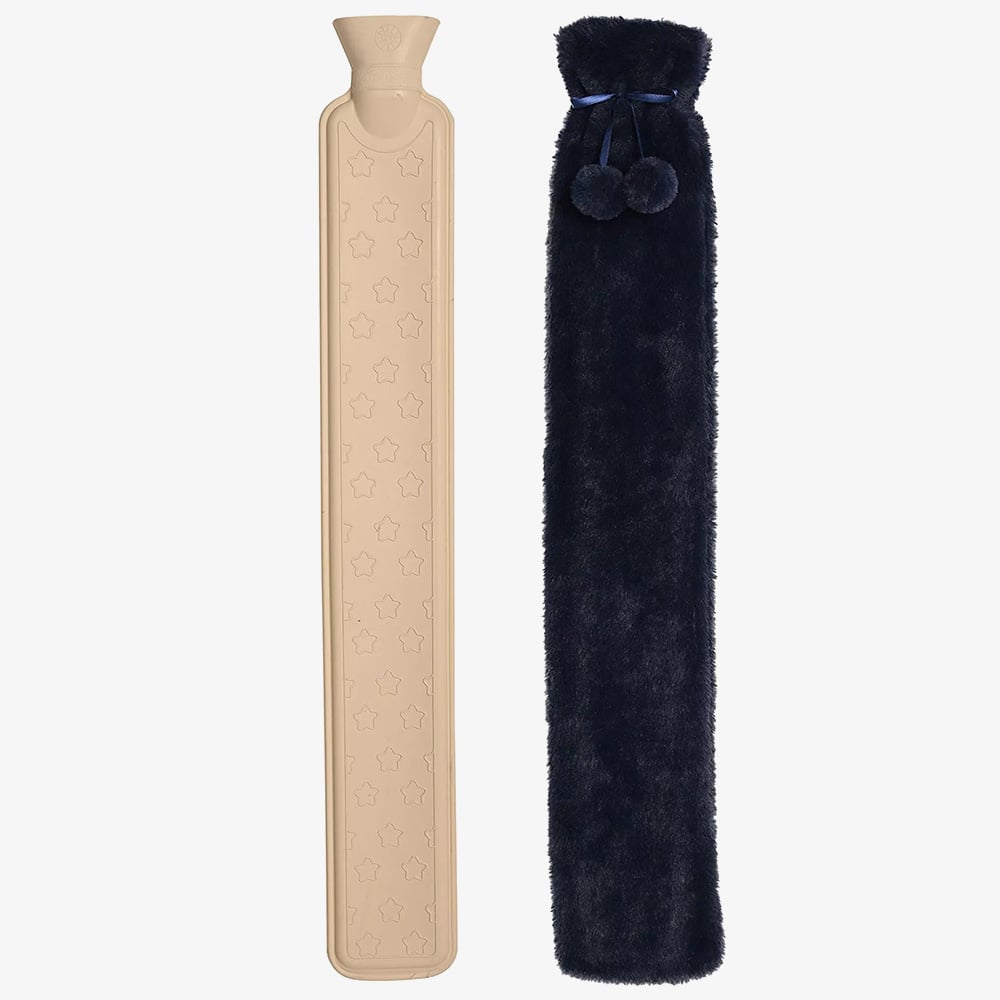 Sophia Faux Fur Navy 1.7L Long Hot Water Bottle SP3666