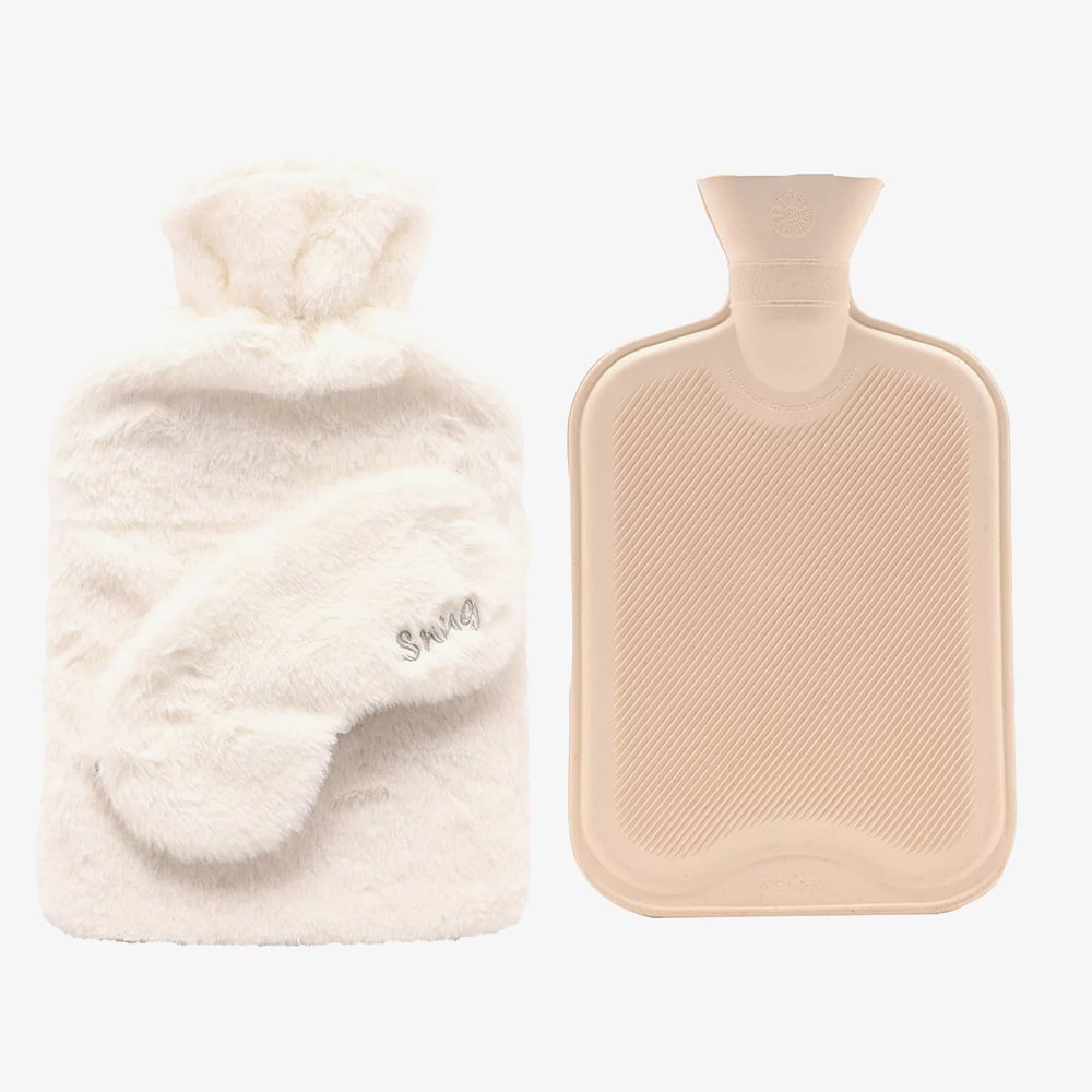 Sophia Faux Fur White 1.7L Hot Water Bottle & Eye Mask SP3667