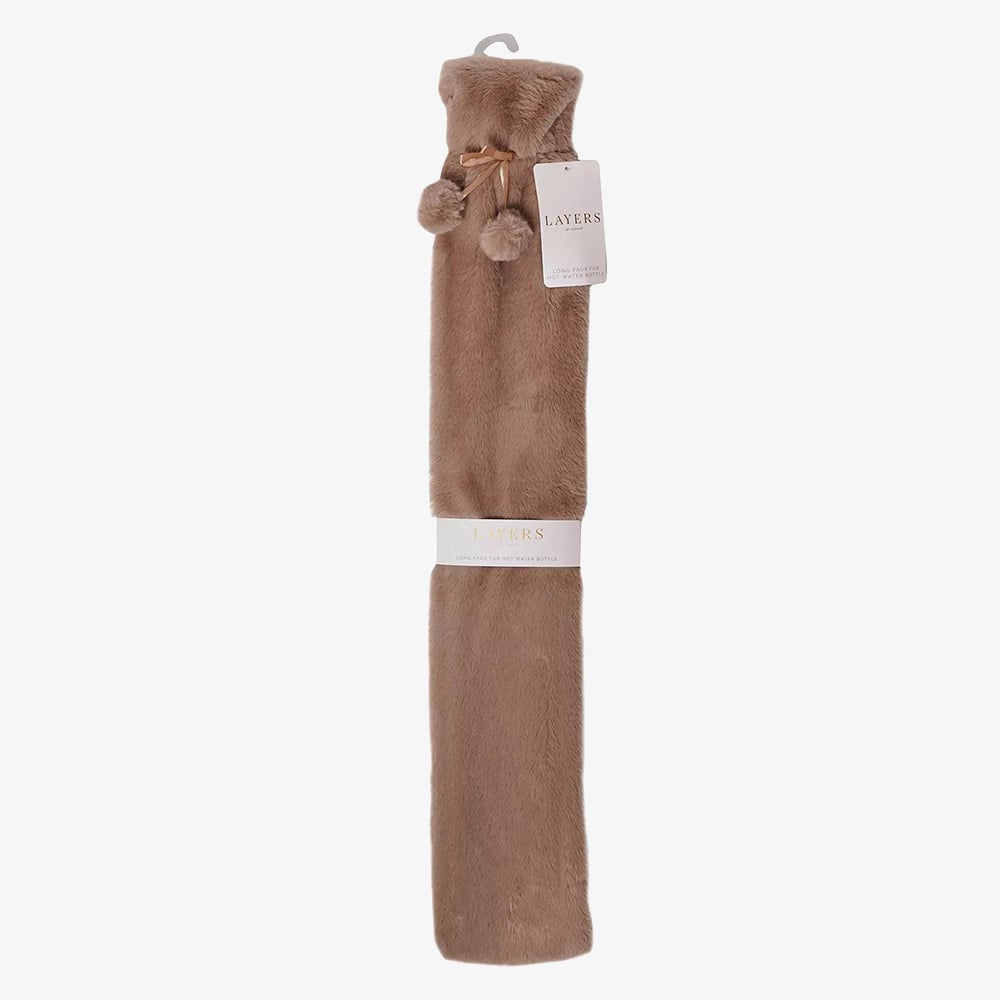 Sophia Faux Fur Taupe 1.7L Long Hot Water Bottle SP3664