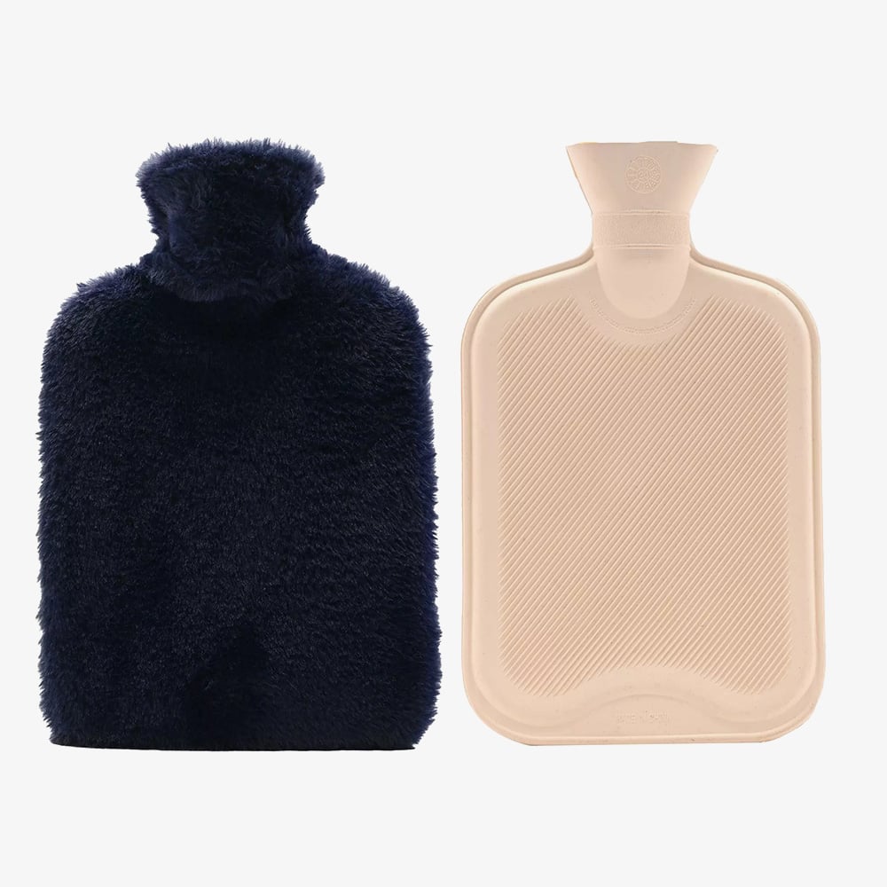 Sophia Faux Fur Navy 1.7L Muff Hot Water Bottle SP3662