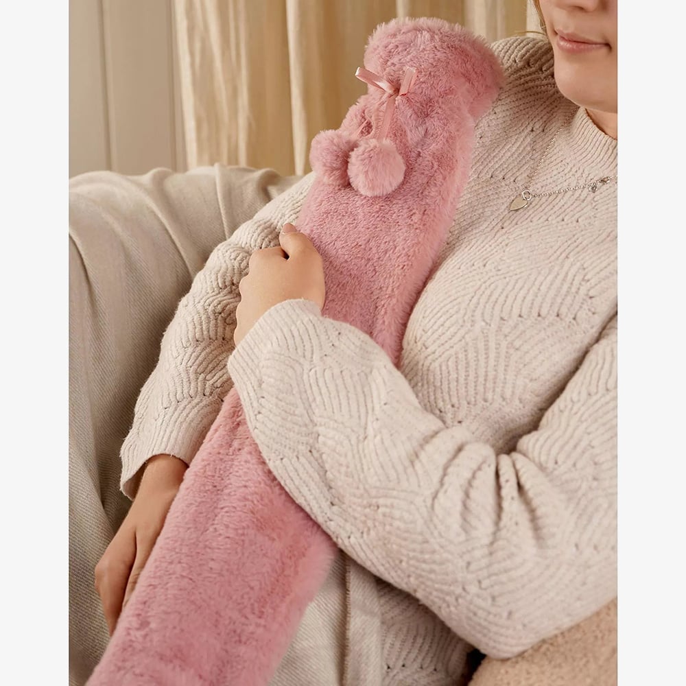 Sophia Faux Fur Pink 1.7L Long Hot Water Bottle SP3663
