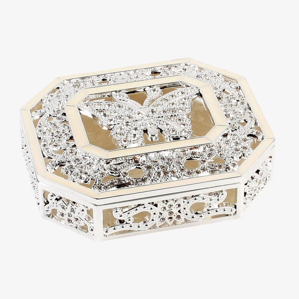 Silver Butterfly Trinket Box 14138