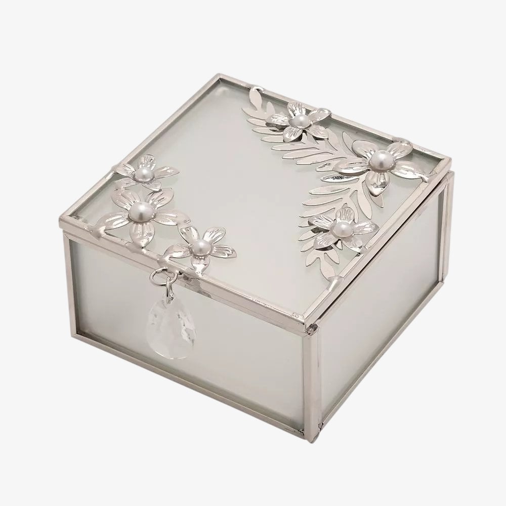 Classic Silver Daisy Square Trinket Box SP3505STB