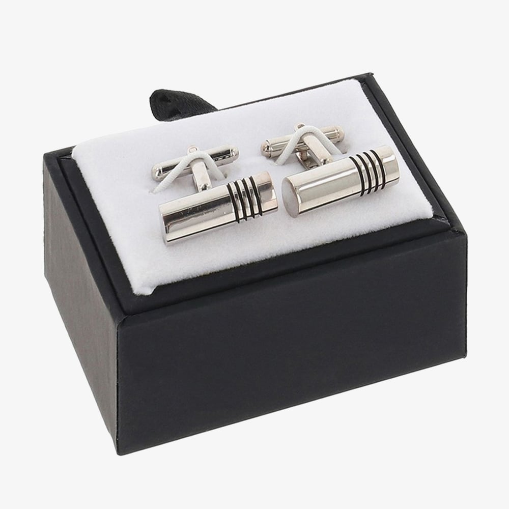 Equilibrium Silver Plated Four Stripe Cufflinks 359593