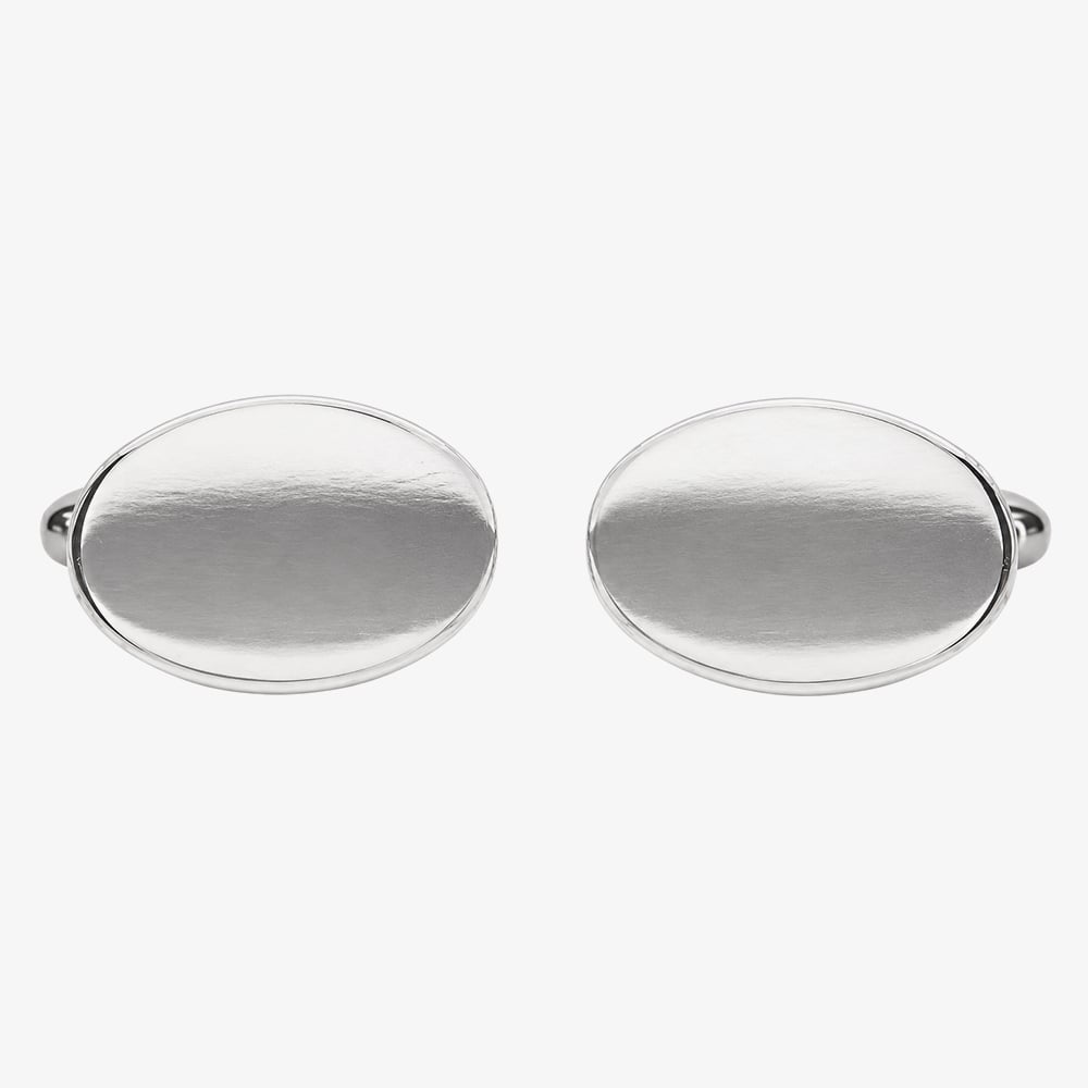 Sterling Silver Oval Engraveable Cufflinks 70-7020