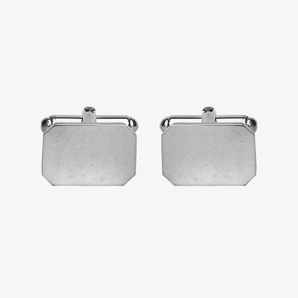 Sterling Silver Cut Corner Rectangular Engraveable Cufflinks 70-7018