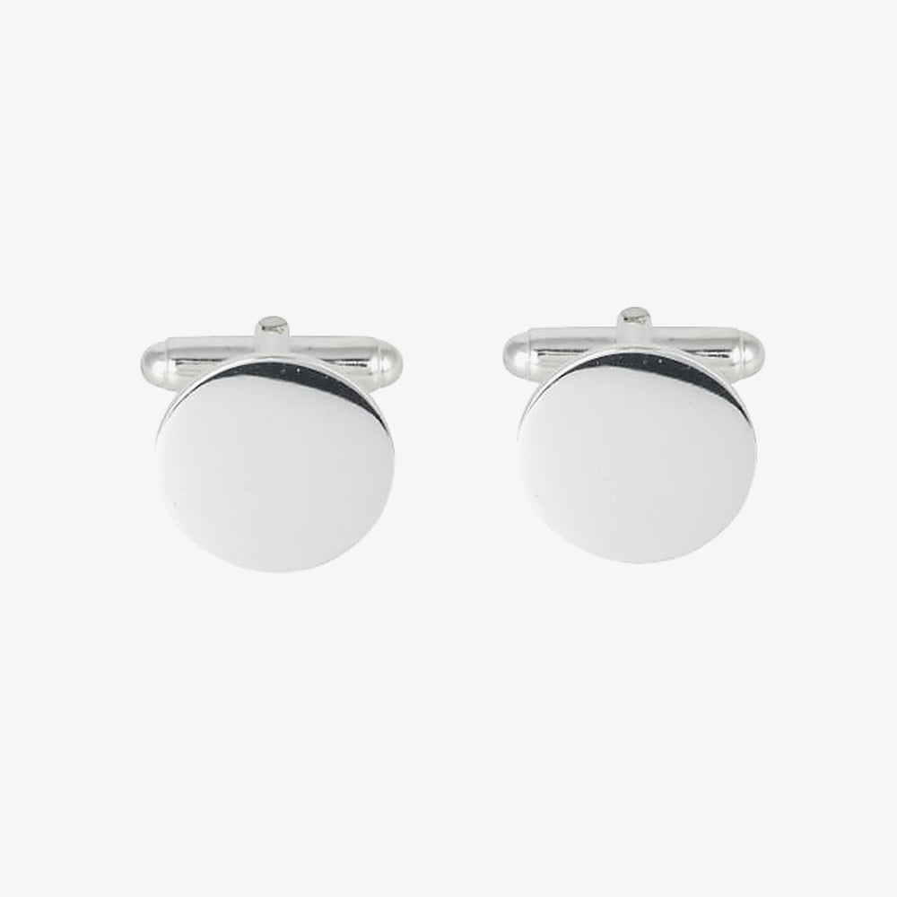 Sterling Silver Round Engraveable Cufflinks 70-1305