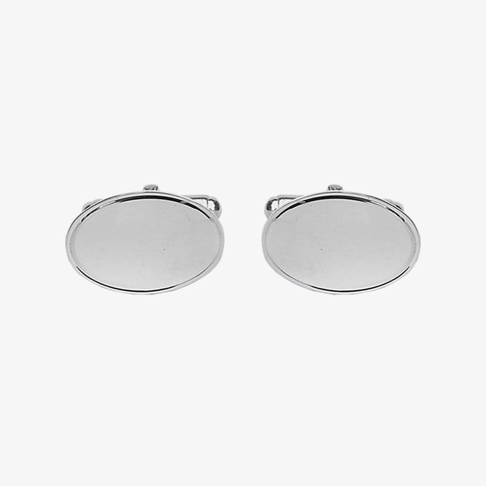 Sterling Silver Lined Edge Oval Engraveable Cufflinks 70-7016