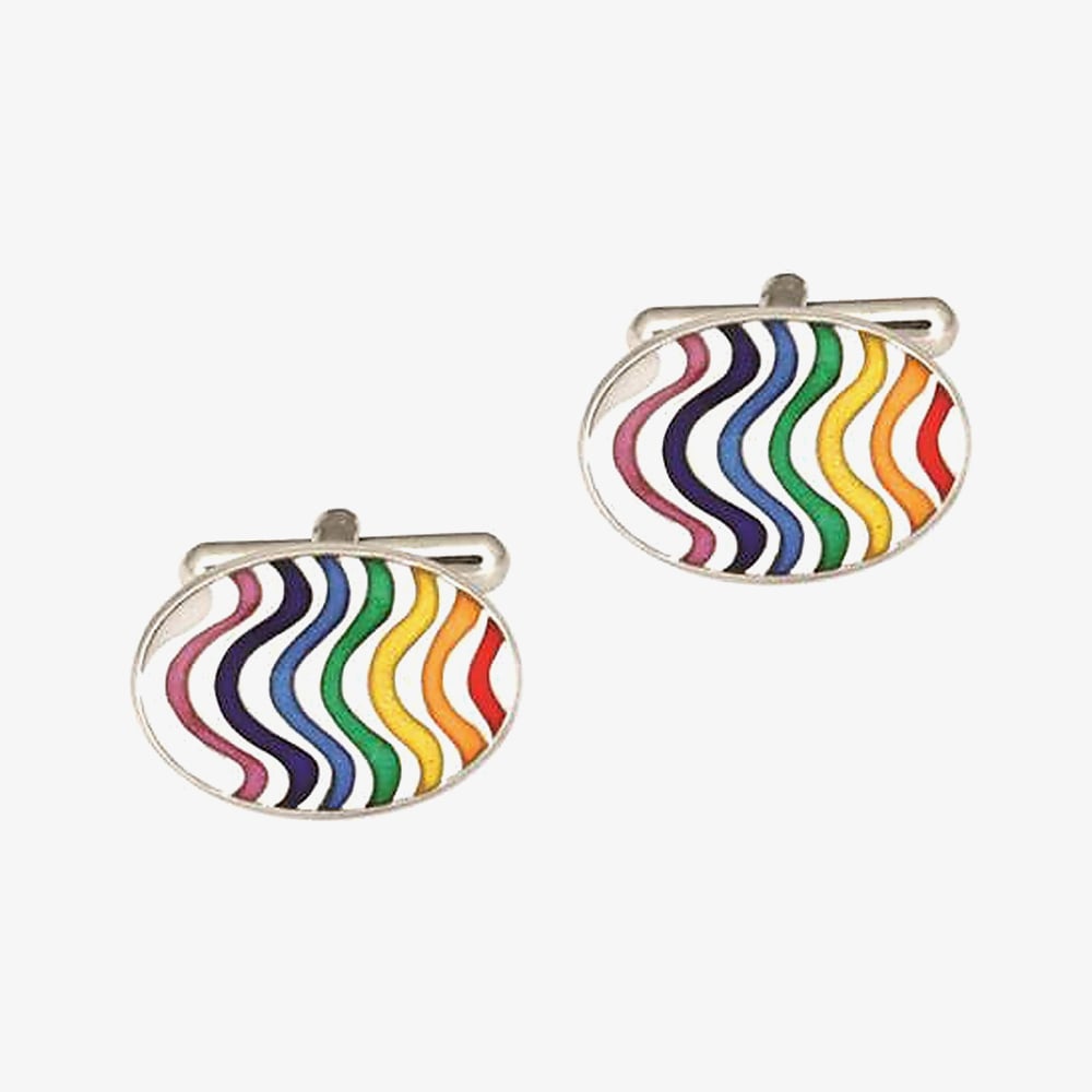 Rainbow Wave Oval Cufflinks 90-1127