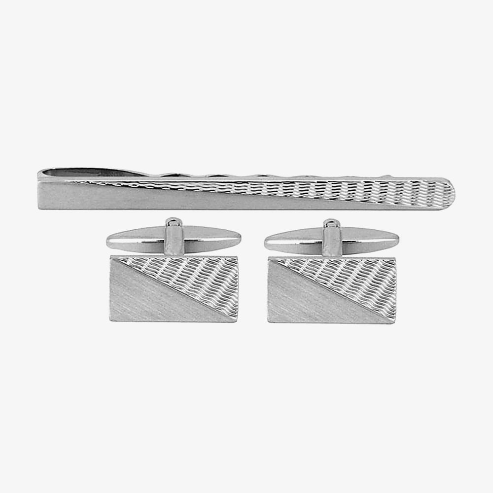 Guilloche Engraving Tie Slide & Cufflinks 60-1006