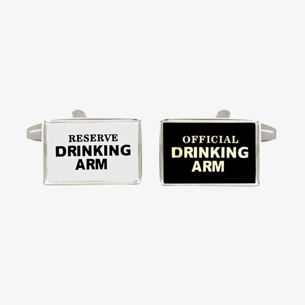 Drinking Arm Black and White Cufflinks 90-1332