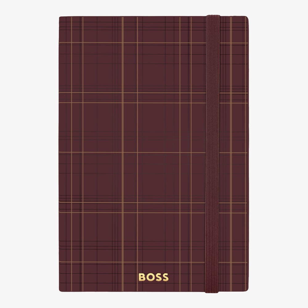 BOSS Checkered Burgundy Lined A5 Notebook HNH624RL
