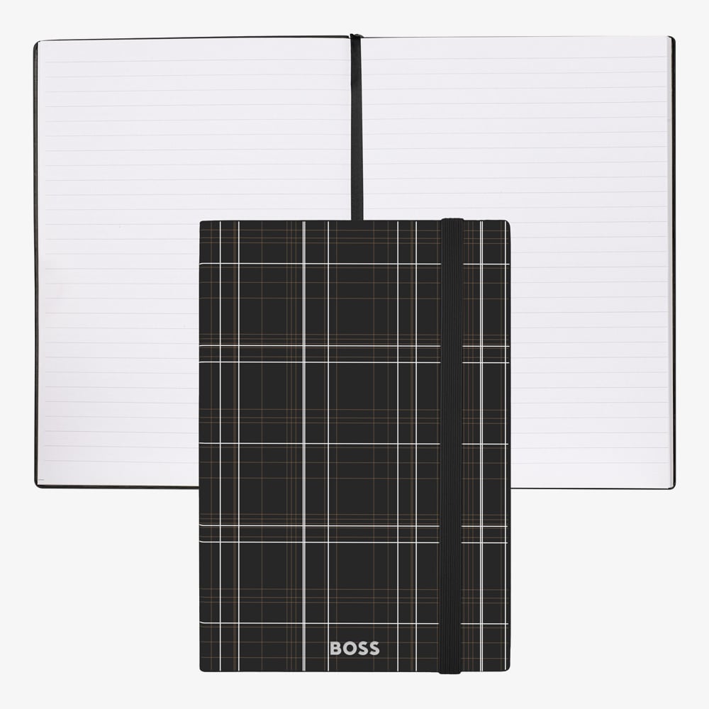 BOSS Checkered Black Lined A5 Notebook HNH624AL
