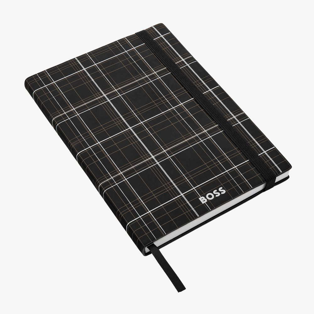 BOSS Checkered Black Lined A5 Notebook HNH624AL