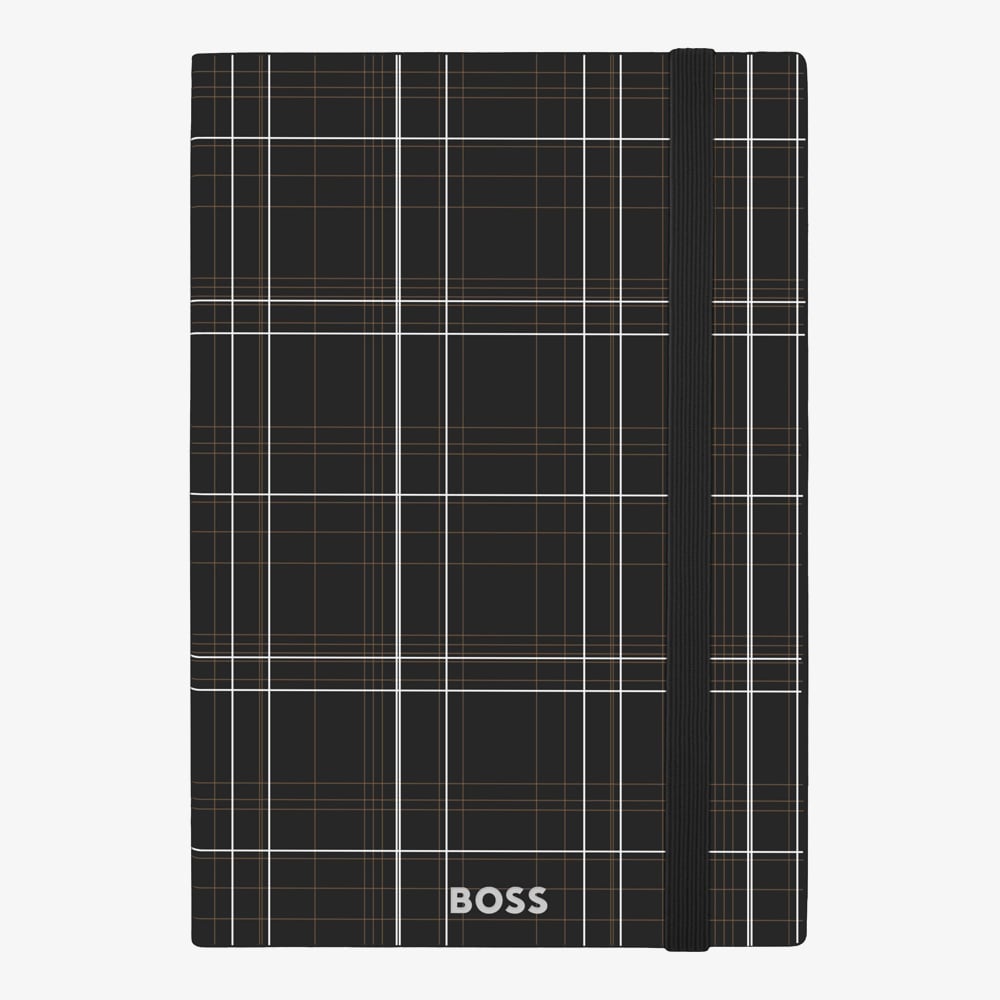 BOSS Checkered Black Lined A5 Notebook HNH624AL