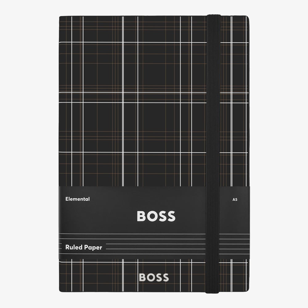 BOSS Checkered Black Lined A5 Notebook HNH624AL