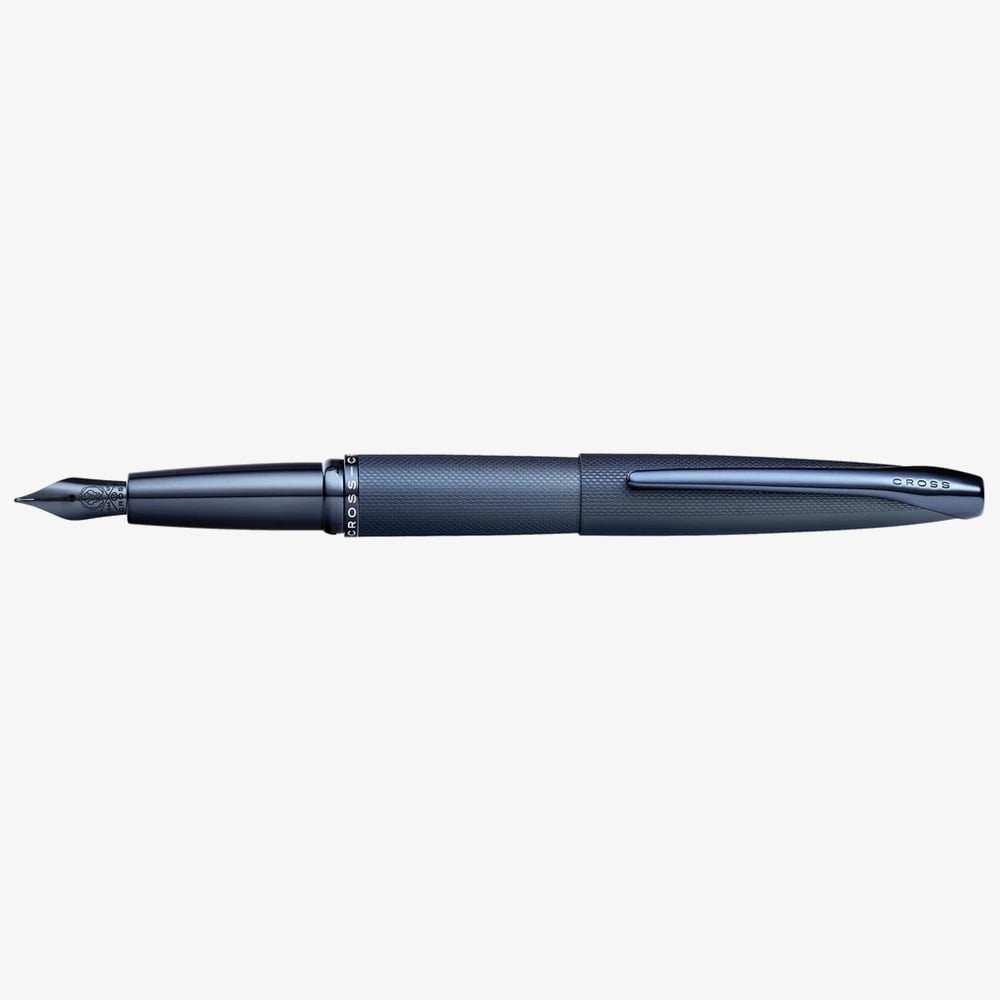 Cross ATX Sandblasted Dark Blue Stainless Steel Medium Nib Fountain Pen AT886-45MJ