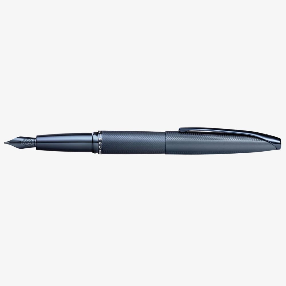 Cross ATX Sandblasted Dark Blue Stainless Steel Medium Nib Fountain Pen AT886-45MJ