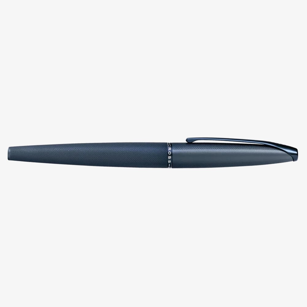 Cross ATX Sandblasted Dark Blue Stainless Steel Medium Nib Fountain Pen AT886-45MJ