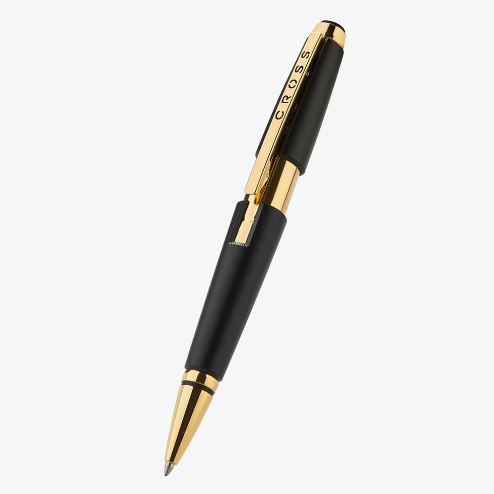 Cross Edge Matte Black Lacquer & Gold Selectip Rollerball Pen AT0555-20