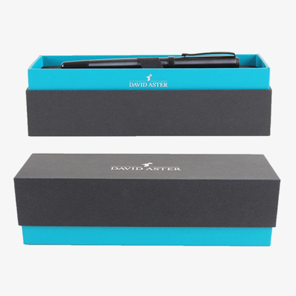 Black Ribbed Fountain & Rollerball Pen Set PS-04