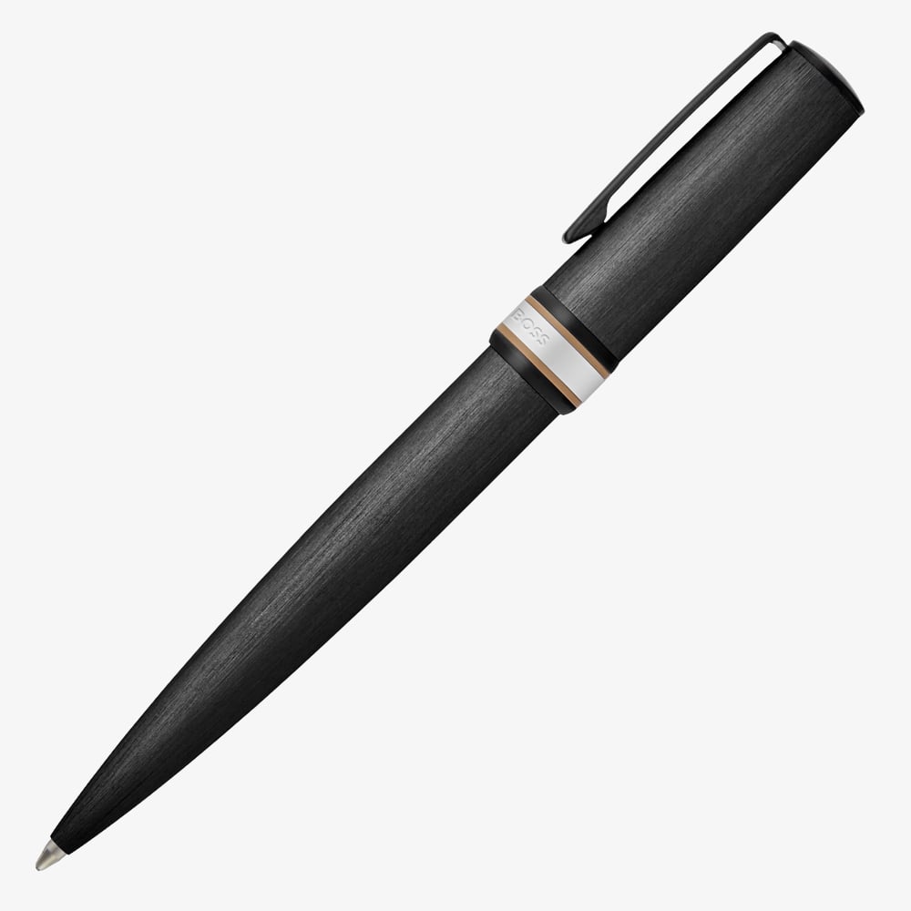 BOSS Arche Brushed Ring Black Ballpoint Pen HSR6964A