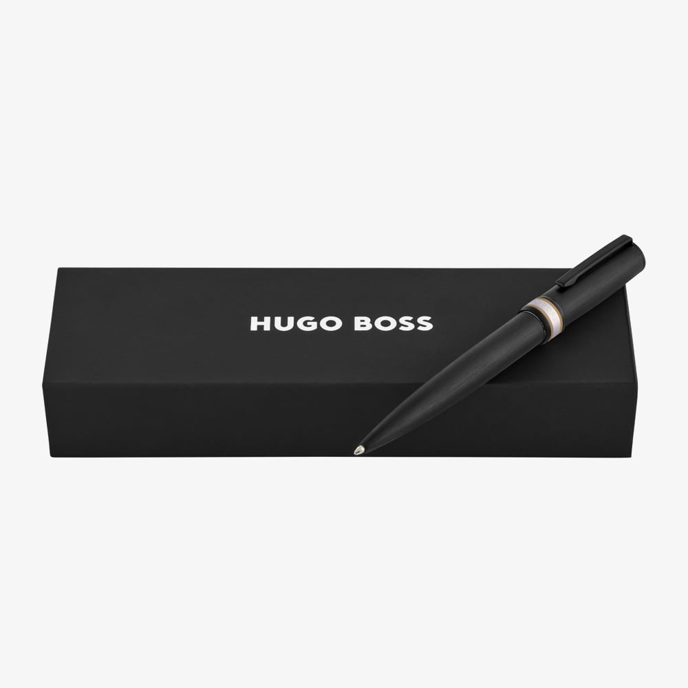 BOSS Arche Brushed Ring Black Ballpoint Pen HSR6964A
