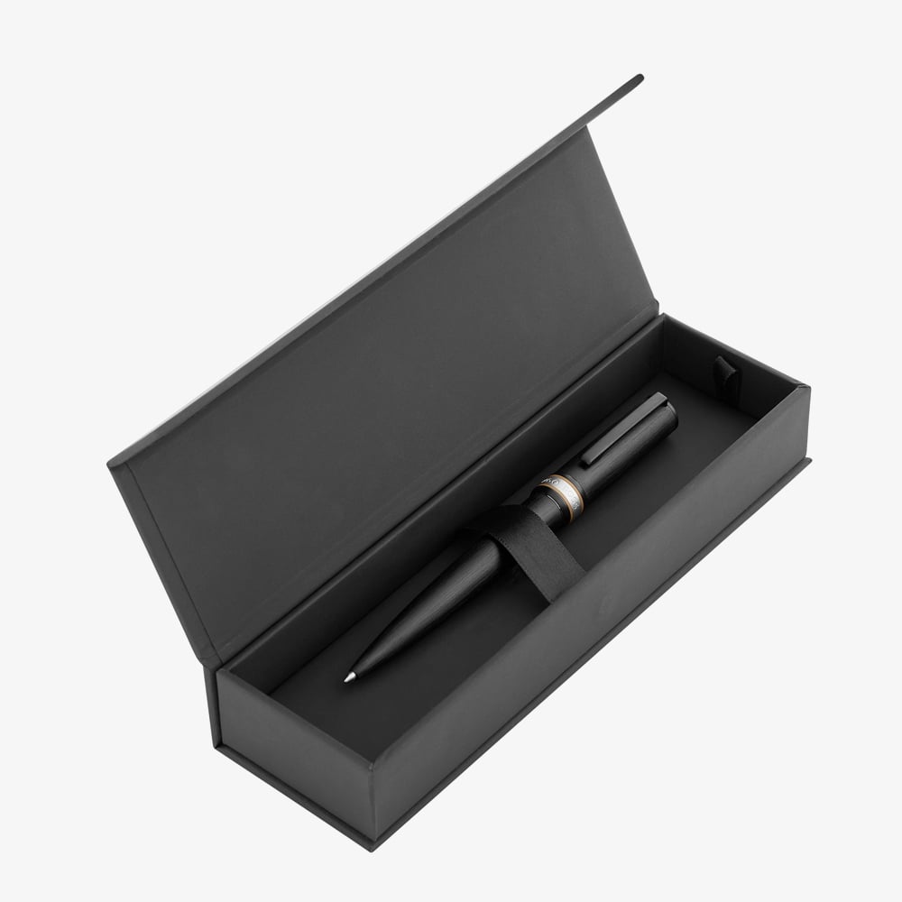 BOSS Arche Brushed Ring Black Ballpoint Pen HSR6964A