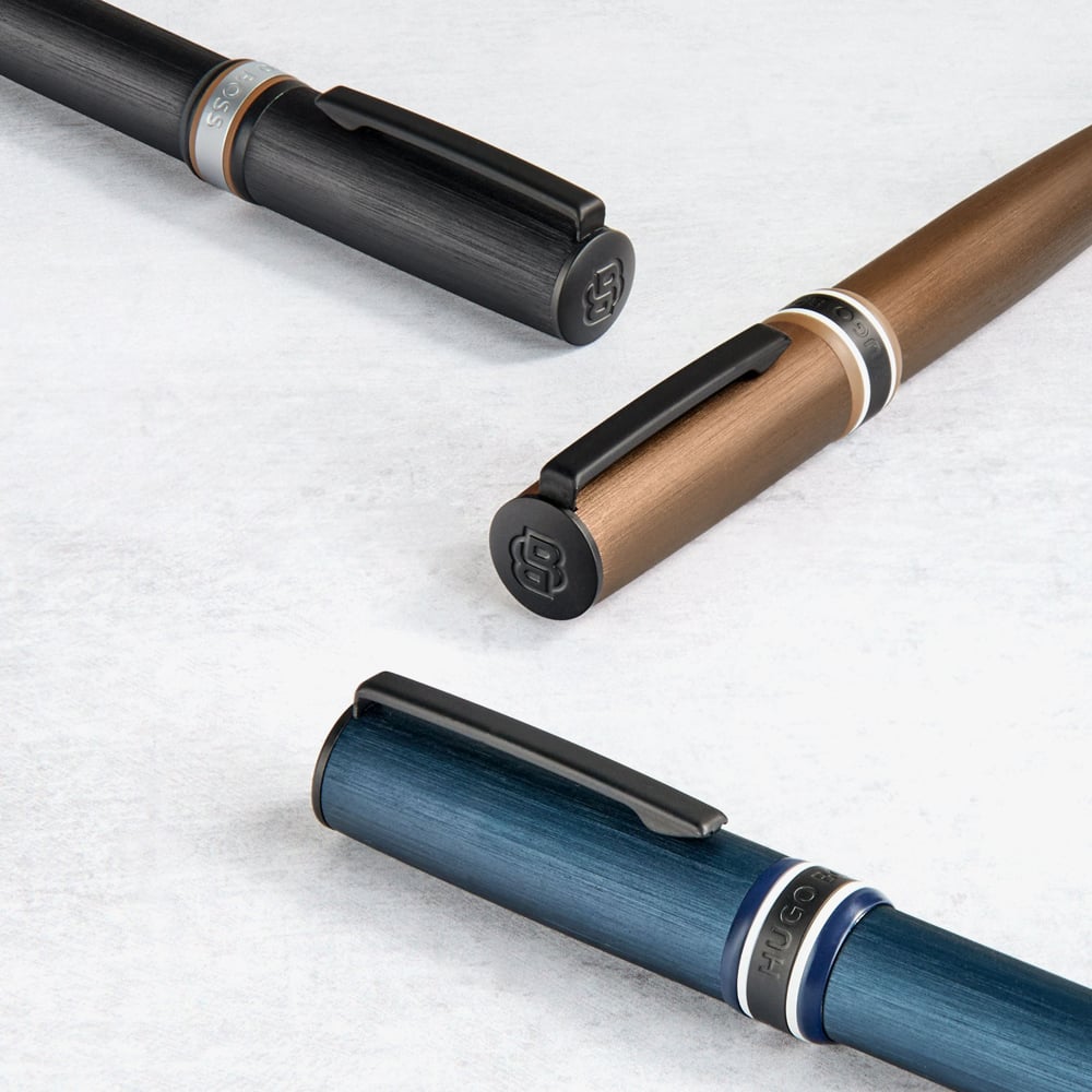BOSS Arche Brushed Ring Black Ballpoint Pen HSR6964A