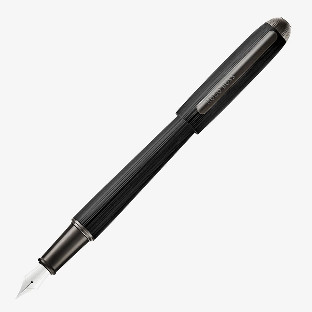 BOSS Contour Pinstripe Black Fountain Pen HSV6762A