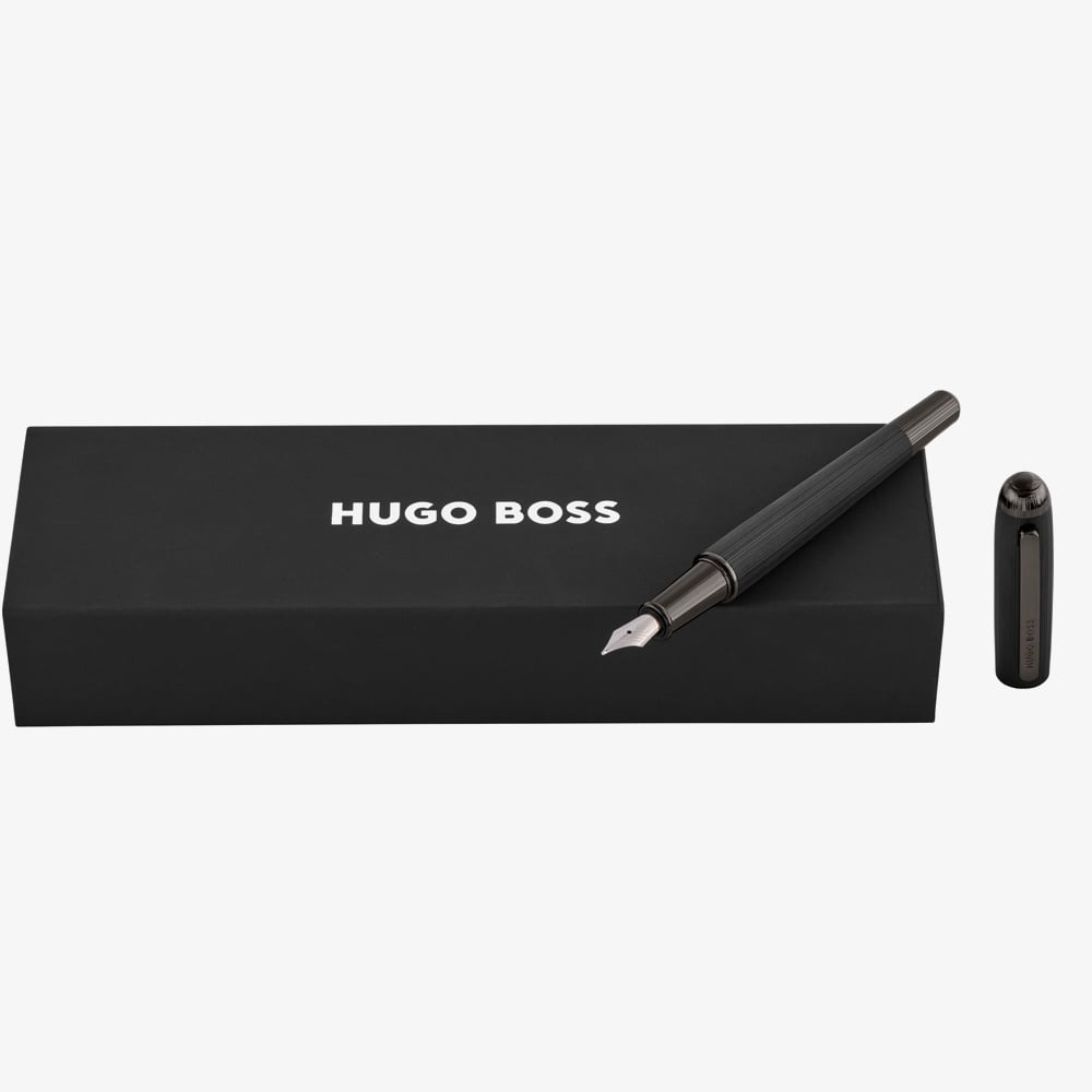 BOSS Contour Pinstripe Black Fountain Pen HSV6762A
