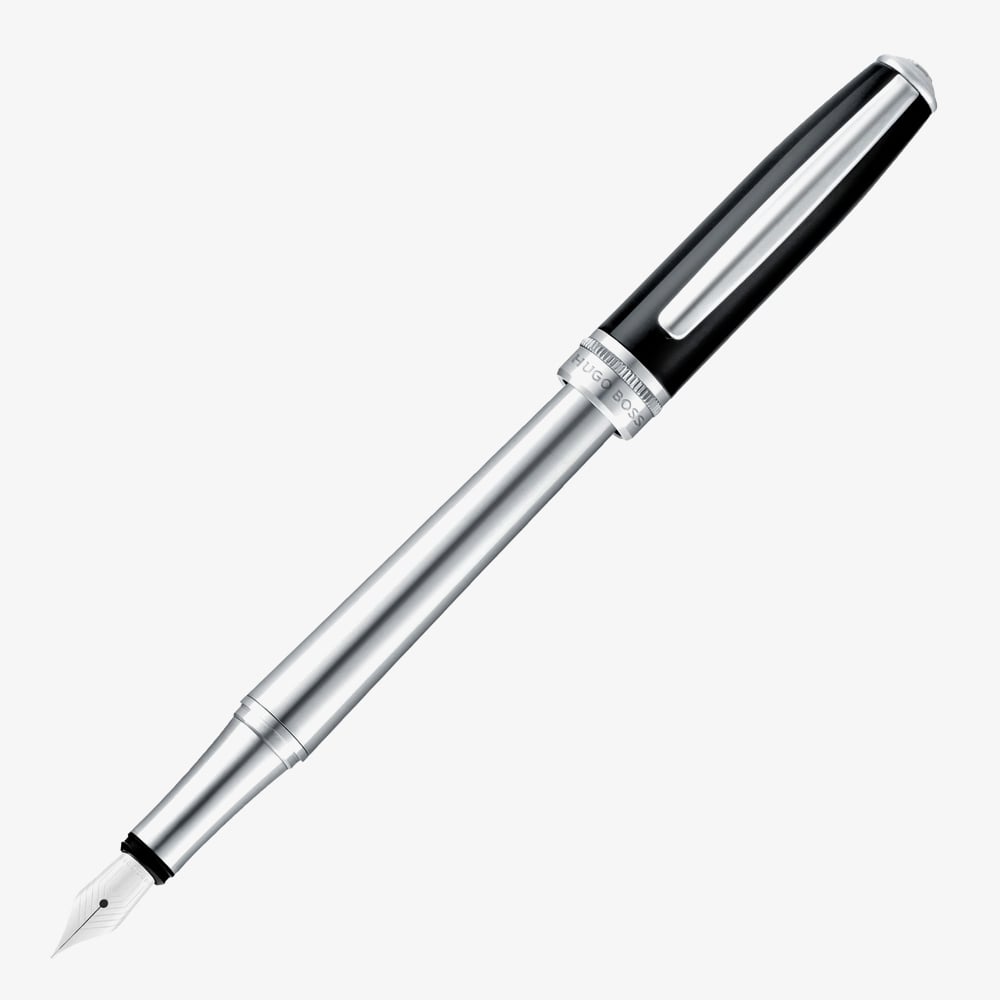 BOSS Essential Classic Black & Chrome Fountain Pen HSN6872A