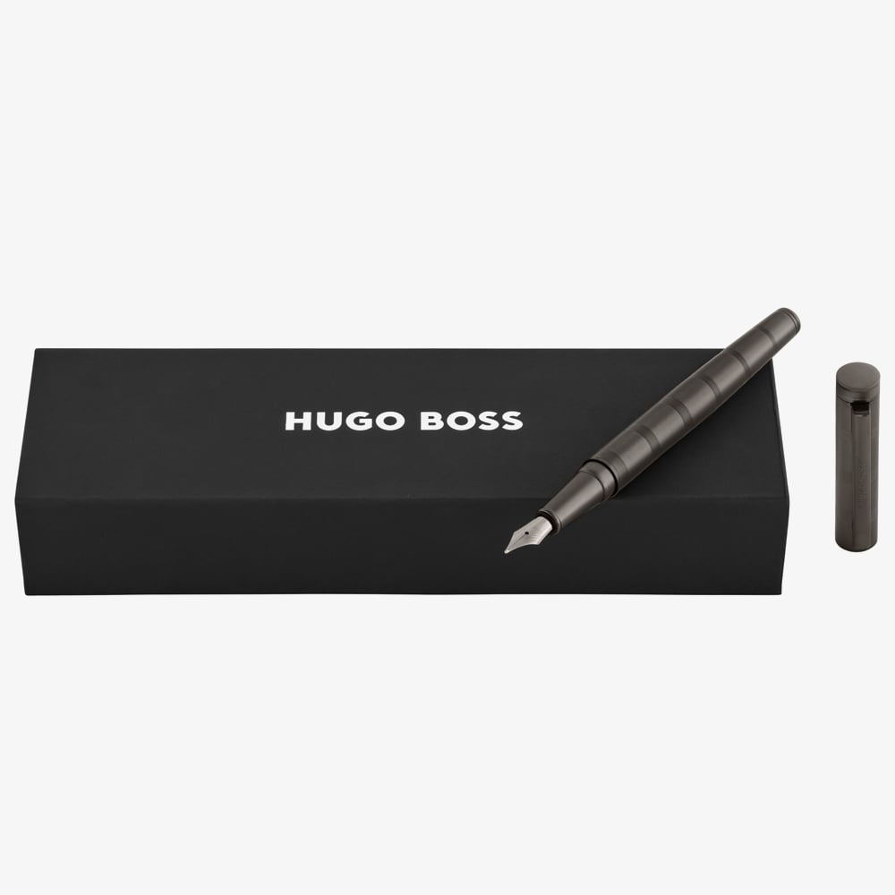BOSS Loop Stripes Gunmetal Fountain Pen HSH6852D