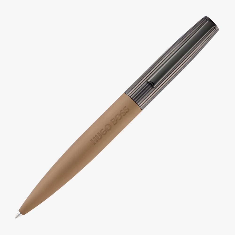 BOSS Illusion Arcade Camel &amp; Gunmetal Ballpoint Pen HSV5694X