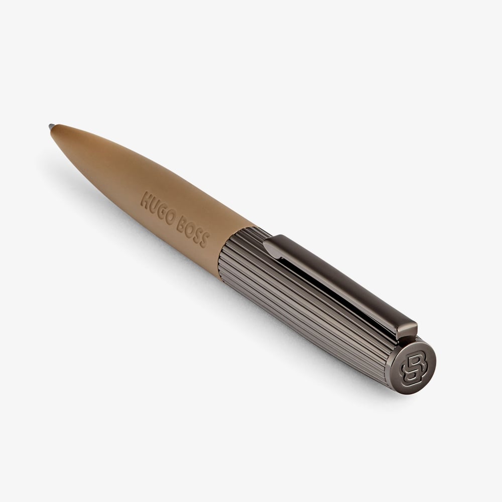 BOSS Illusion Arcade Camel & Gunmetal Ballpoint Pen HSV5694X