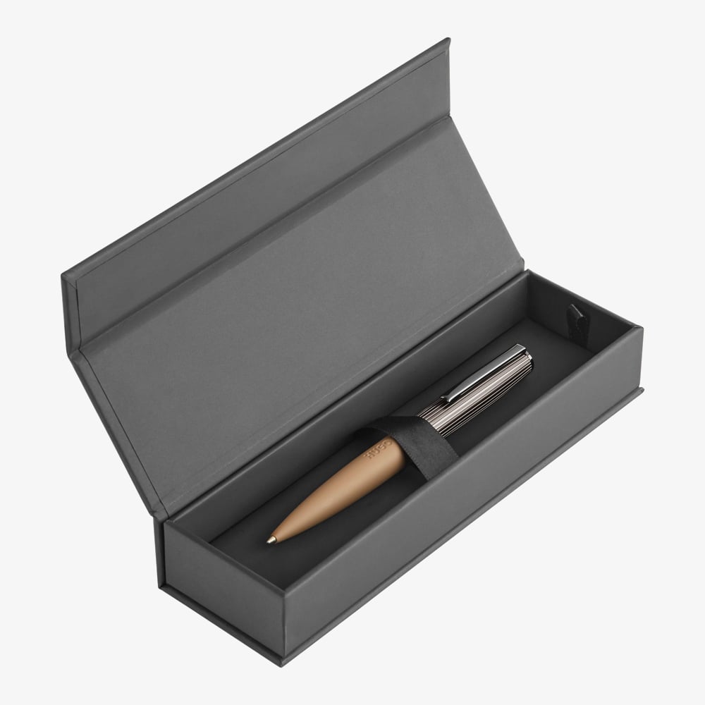 BOSS Illusion Arcade Camel & Gunmetal Ballpoint Pen HSV5694X