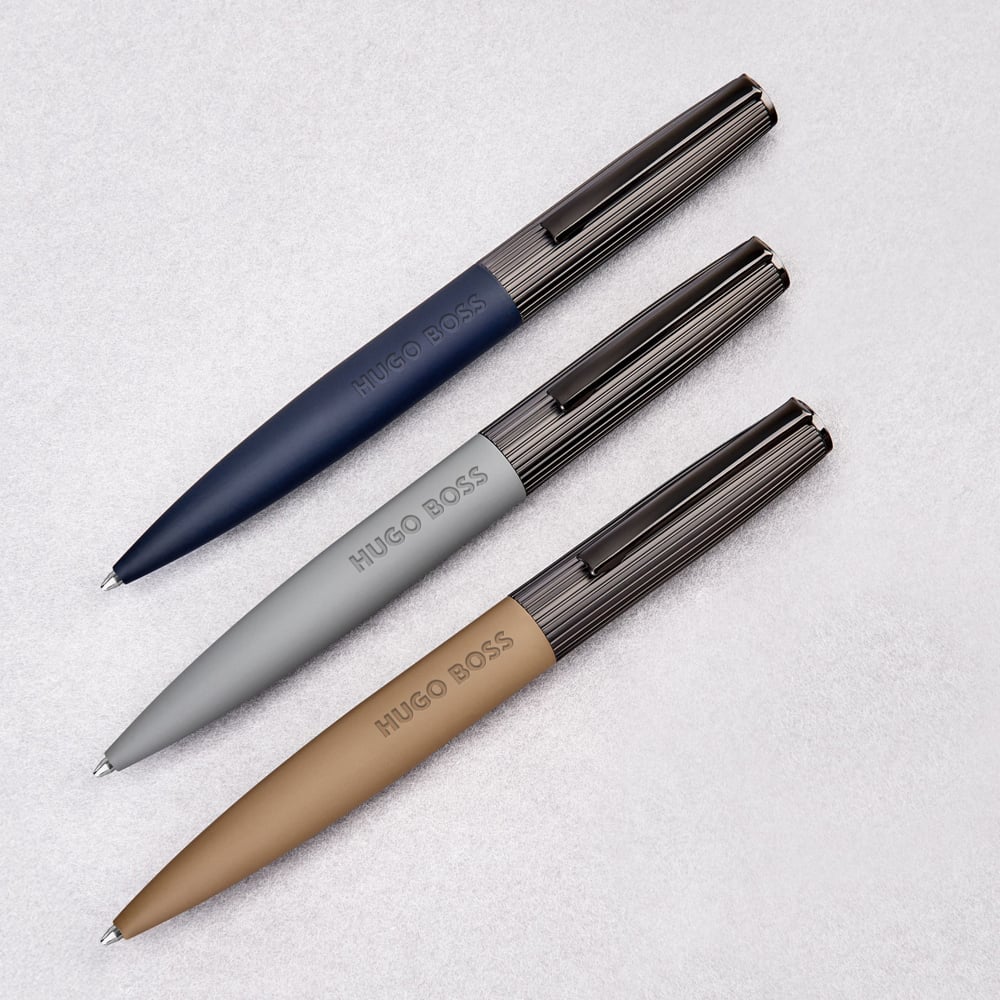 BOSS Illusion Arcade Camel & Gunmetal Ballpoint Pen HSV5694X