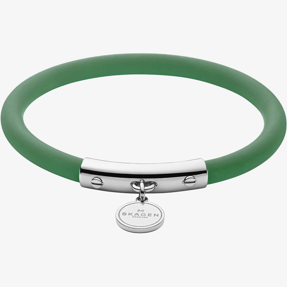 Skagen Blakely Green Silicone and Silver-Tone Bracelet SKJ1282040