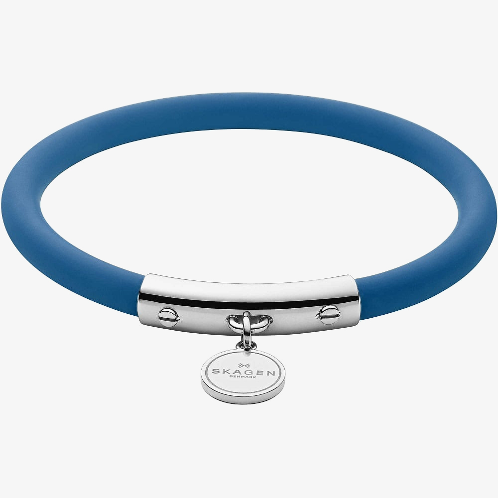 Skagen Blakely Blue Silicone and Silver-Tone Bracelet SKJ1278040